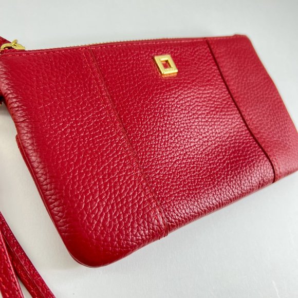 Genuine Leather Lodis Red Zipper Wristlet - Picture 3 of 13